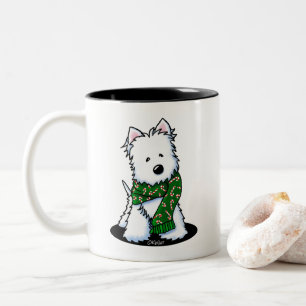 Taza Bicolor Navidades de perro de KiniArt Westie