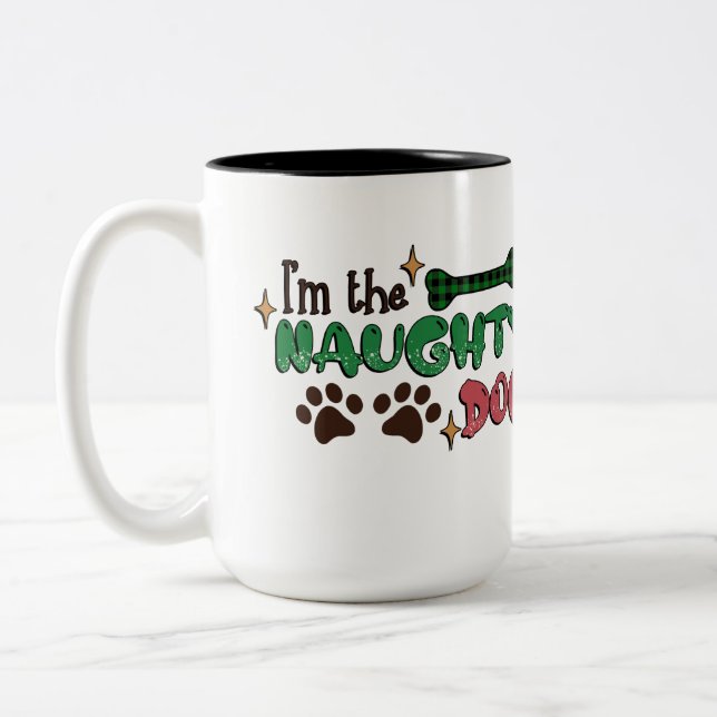 Taza Bicolor Navidades de perros traviesos (Izquierda)