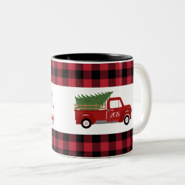 Taza Bicolor Navidades de Red Truck Buffalo Plaid