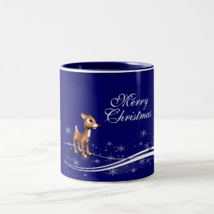 Taza Bicolor Navidades de renos personalizados