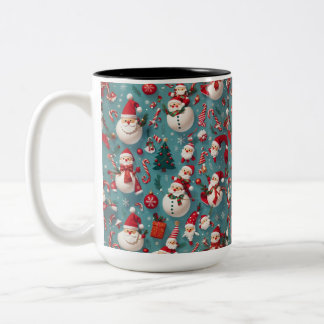 Taza Bicolor Navidades de Santa Snowman