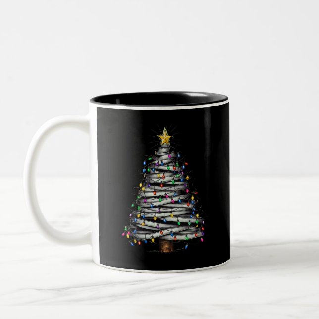 Taza Bicolor Navidades de vacaciones de árbol ligero (Izquierda)
