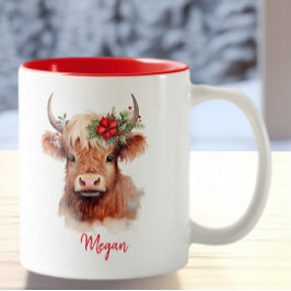 Taza Bicolor Navidades de vacaciones de vacas en la montaña San