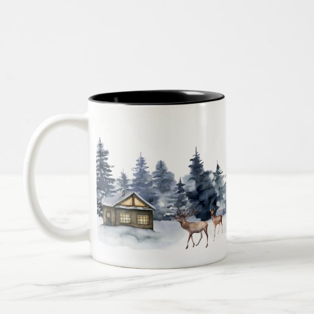 Taza Bicolor Navidades de Winter Cabin (Izquierda)
