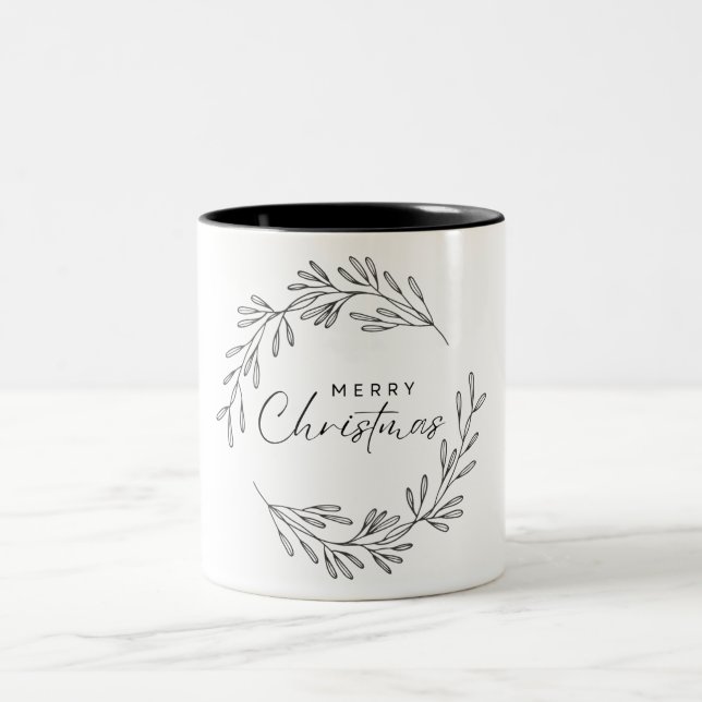 Taza Bicolor Navidades de Wreath dibujados a mano (Centro)