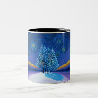 Taza Bicolor Navidades del estilo Van Gogh