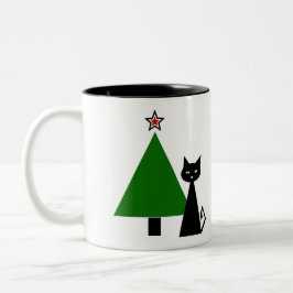Taza Bicolor Navidades del gato negro