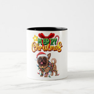 Taza Bicolor Navidades del Griffon de Bruselas iluminan regalos