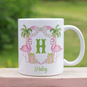 Taza Bicolor Navidades del Monograma Escudo color agua rosa Fla