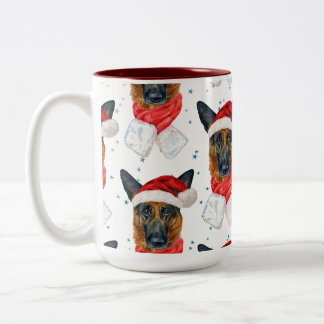 Taza Bicolor Navidades del Patrón de Perro de la Raza Pastora A