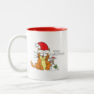 Taza Bicolor Navidades del ratón del gato Divertido Personaliza