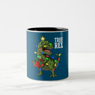 Taza Bicolor Navidades Dinosaur Tree Rex Boys Chicas Niños Navi