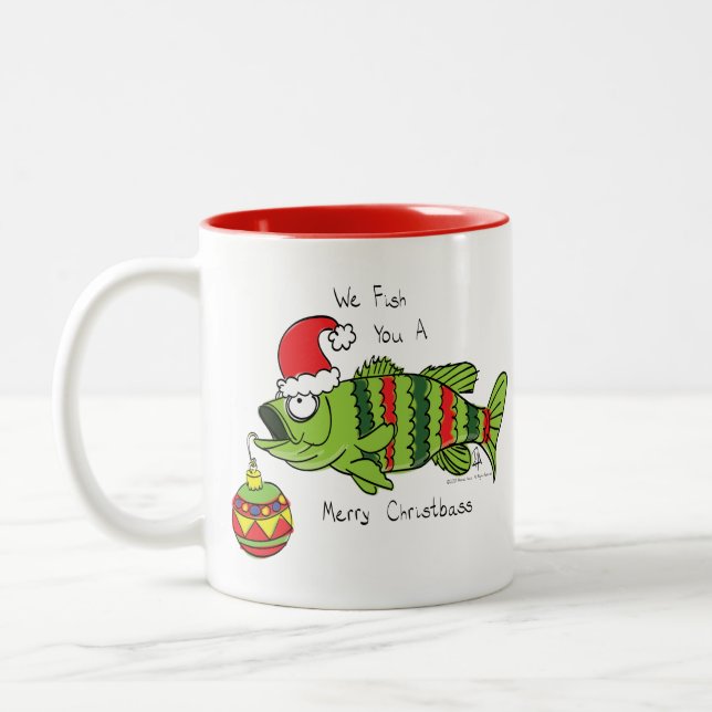 Taza Bicolor Navidades divertidos Personalizado de pescado de p (Izquierda)