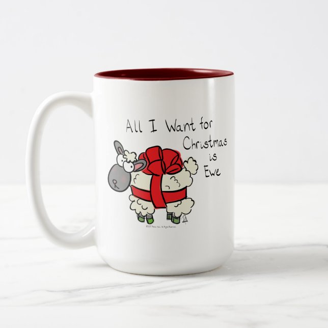 Taza Bicolor Navidades divertidos Personalizado ovino (Izquierda)
