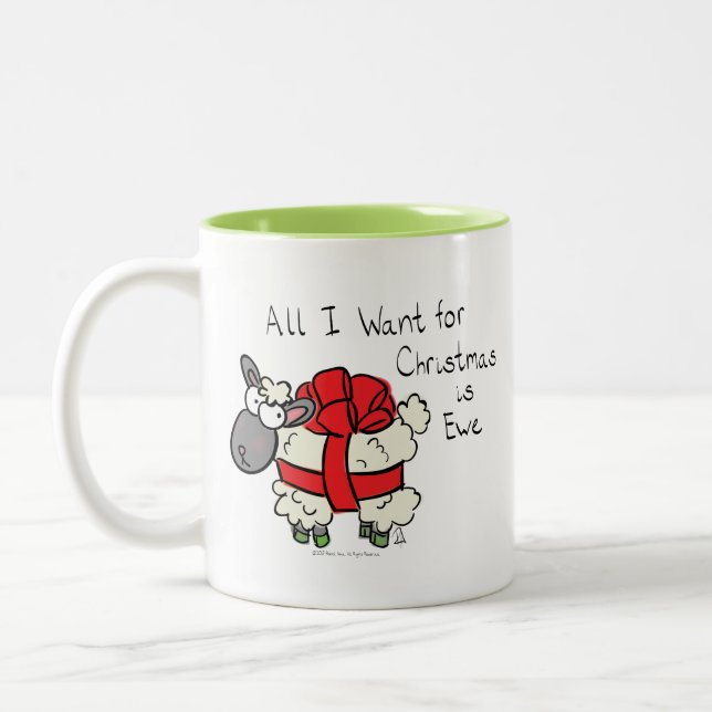 Taza Bicolor Navidades divertidos Personalizado ovino (Izquierda)