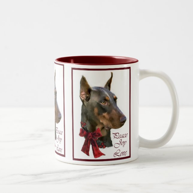 Taza Bicolor Navidades Doberman Pinscher (Derecha)
