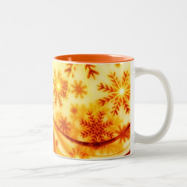 Taza Bicolor Navidades dorados copos de nieve (Derecha)