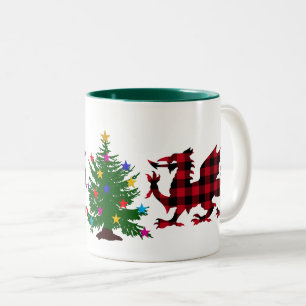 Taza Bicolor Navidades Dragon Red & Black Buffalo Plaid, Gales