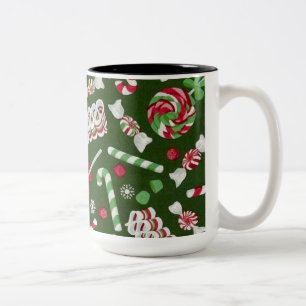Taza Bicolor Navidades dulces Candy Pattern Mug