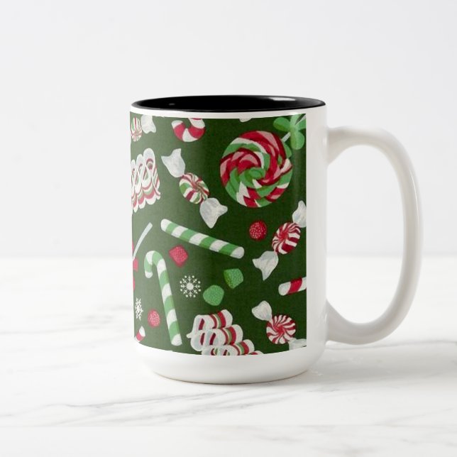 Taza Bicolor Navidades dulces Candy Pattern Mug (Derecha)