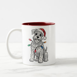 Taza Bicolor Navidades en miniatura de Schnauzer: regalo de ama