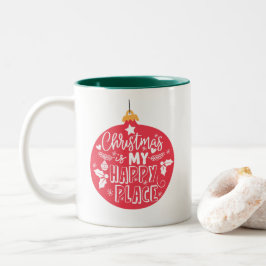 Taza Bicolor Navidades es mi lugar feliz tipografía