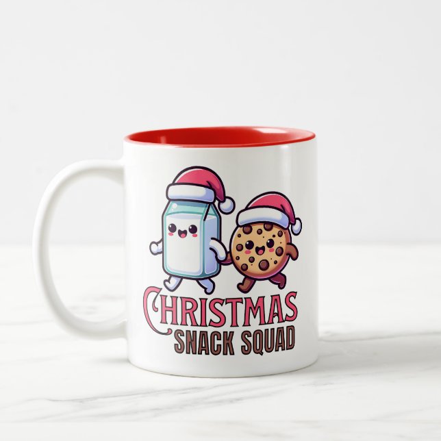 Taza Bicolor Navidades: Escuadrón Kawaii Leche y cookie (Izquierda)