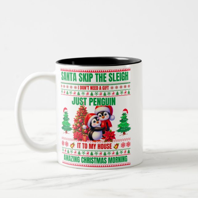 Taza Bicolor Navidades Feliz Navidad Por Pingüinos Regalos (Izquierda)