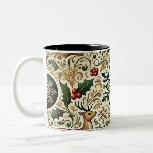 Taza Bicolor Navidades festivos mezclados con elegante patrón d (Izquierda)