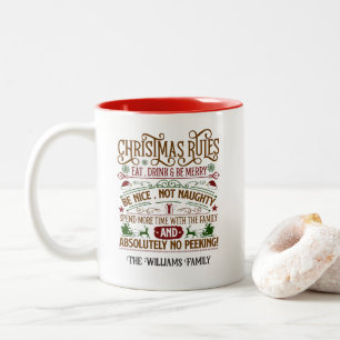 Taza Bicolor Navidades festivos personalizados gobiernan la mug