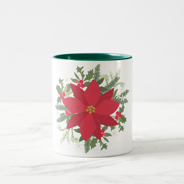 Taza Bicolor Navidades florales de Poinsettia Roja (Centro)
