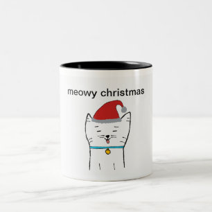 Taza Bicolor Navidades gato mug
