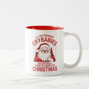 Taza Bicolor Navidades graciosos contra Santa Claus