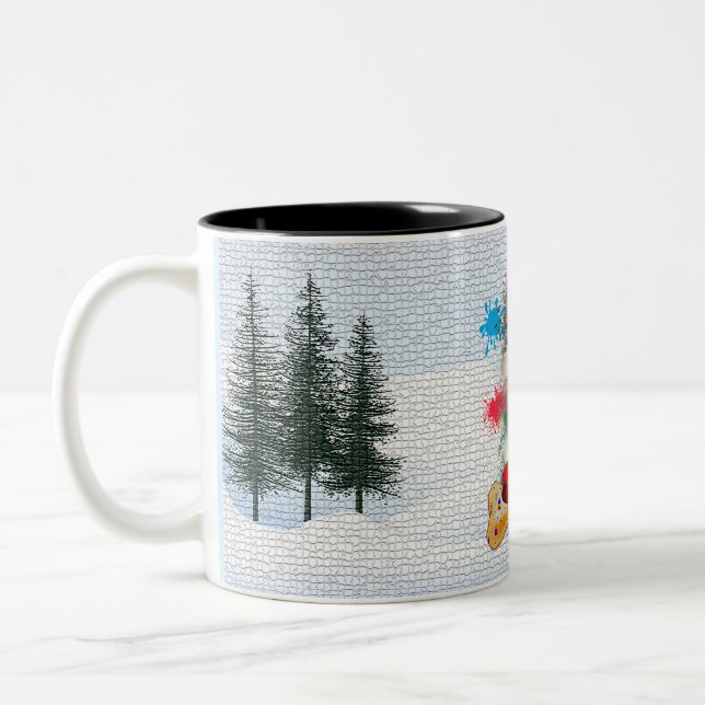 Taza Bicolor Navidades graciosos de Cute Pomsky Dog Yappy (Izquierda)