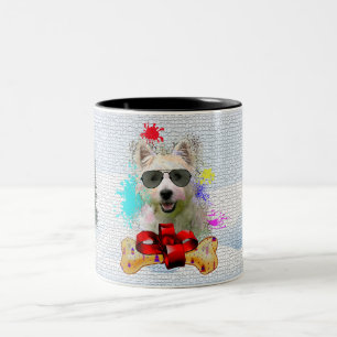 Taza Bicolor Navidades graciosos de perros callejeros
