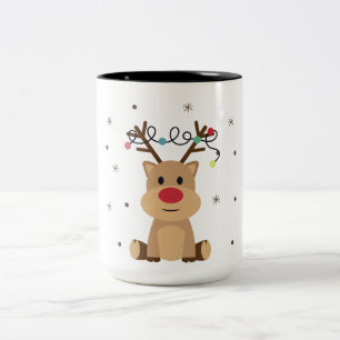 Taza Bicolor Navidades graciosos renos