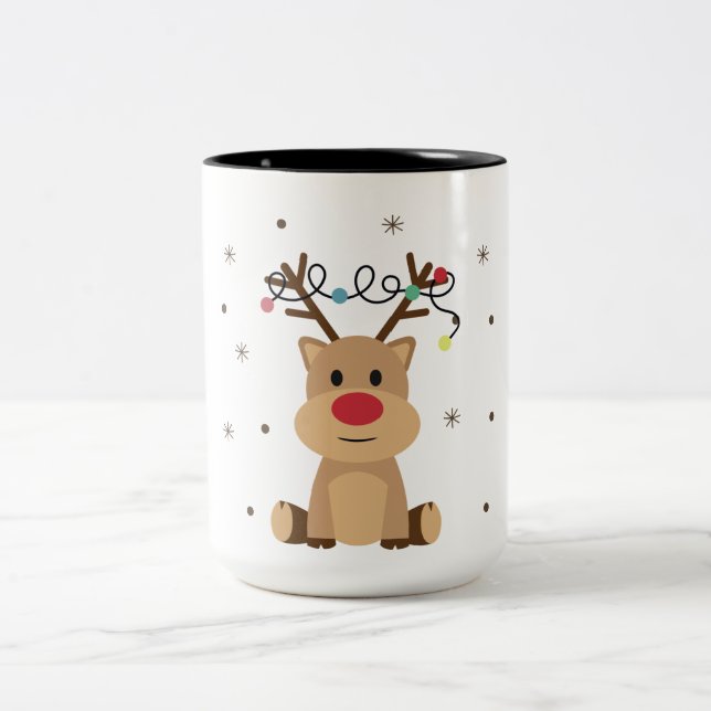 Taza Bicolor Navidades graciosos renos (Centro)