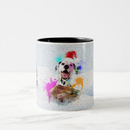 Taza Bicolor Navidades graciosos y adorables de perro de Dalmac