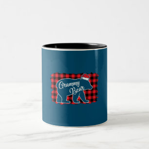 Taza Bicolor Navidades Grammy Bear Navidades Red Plaid Buffalo