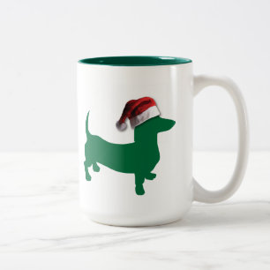 Taza Bicolor Navidades Green Dachshund