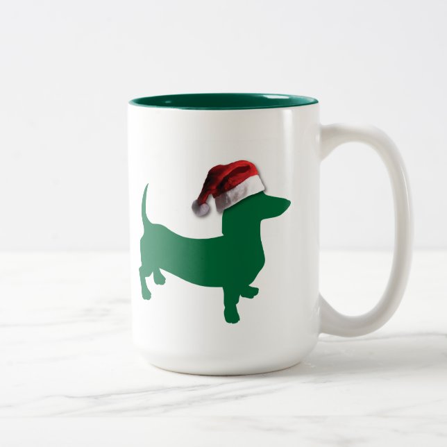 Taza Bicolor Navidades Green Dachshund (Derecha)