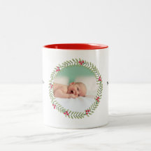 Navidades Green Holiday Wreath Photo Coffee Mug