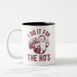 Taza Bicolor Navidades groseros Santa Face lo hago por los Ho