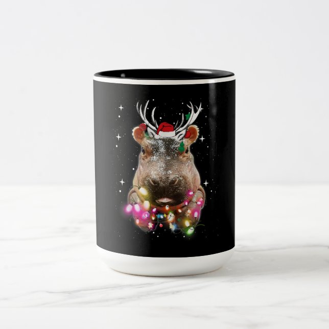Taza Bicolor Navidades Iluminan Hippo Fiona Hippopótamo Lover (Centro)