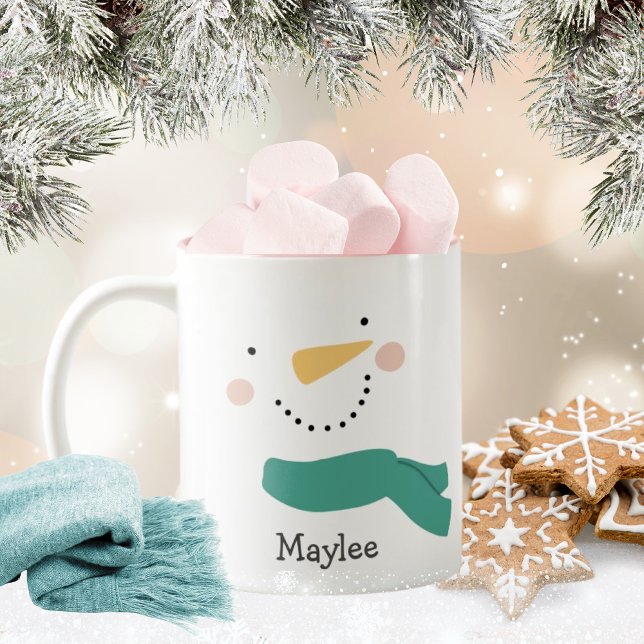 Taza Bicolor Navidades inteligentes Snowman enfrentan vacacione (Subido por el creador)