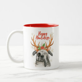 Taza Bicolor Navidades lindo Perro Pug dos tonadas Mug