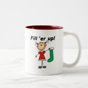 Taza Bicolor Navidades llenando camisetas y regalos
