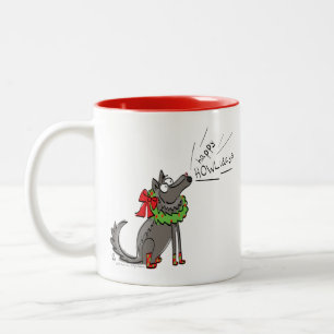 Taza Bicolor Navidades lobo niños graciosos