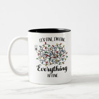 Taza Bicolor Navidades Luces Estoy bien todo está bien