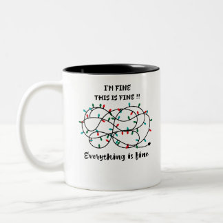 Taza Bicolor Navidades Luces Estoy bien todo está bien